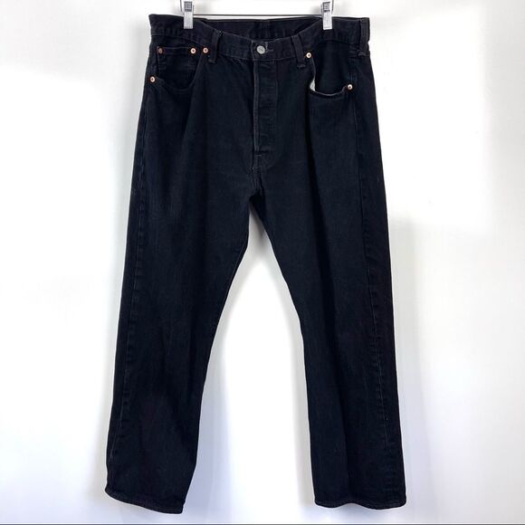 Levi's Classic 501 Straight Leg Jeans Black Button Fly Men's Size 40x30 - Picture 1 of 11
